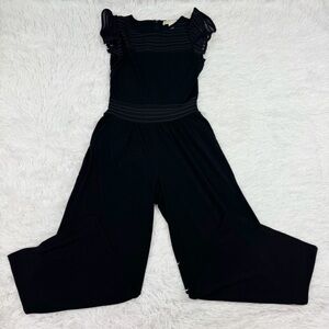 Michael Kors flutter sleeve lace jumpsuit wide leg in black